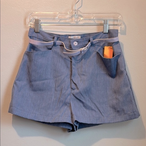 Esprit 9/10 belted y2k Blue Shorts High-Waisted Casual lightweight - Picture 1 of 5